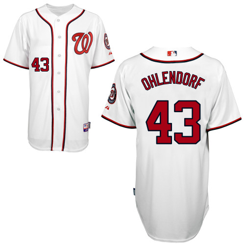 Ross Ohlendorf #43 MLB Jersey-Washington Nationals Men's Authentic Home White Cool Base Baseball Jersey